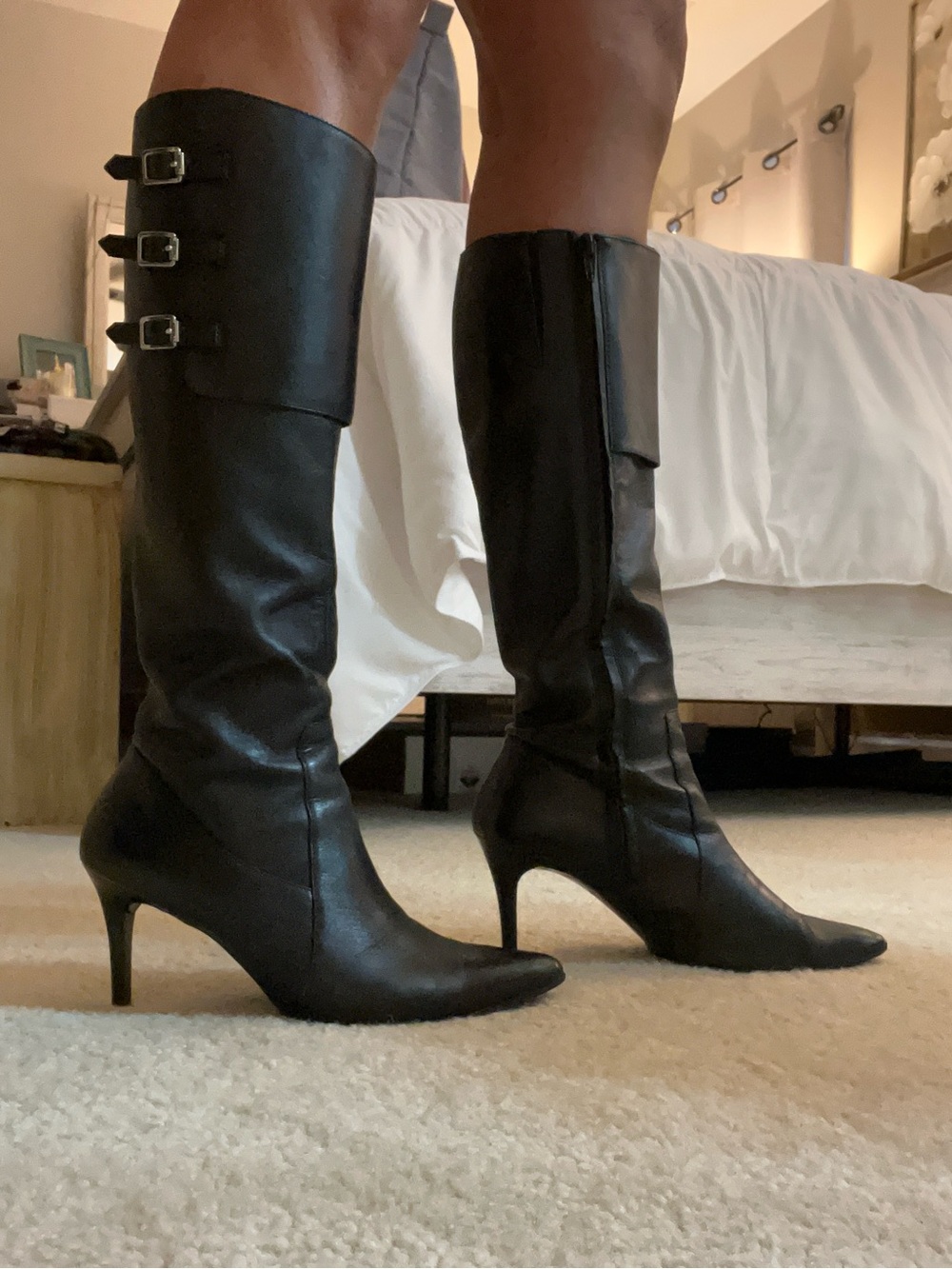 Lauren Ralph Lauren Women's Black Knee-High Pointed-Toe Stiletto Boots